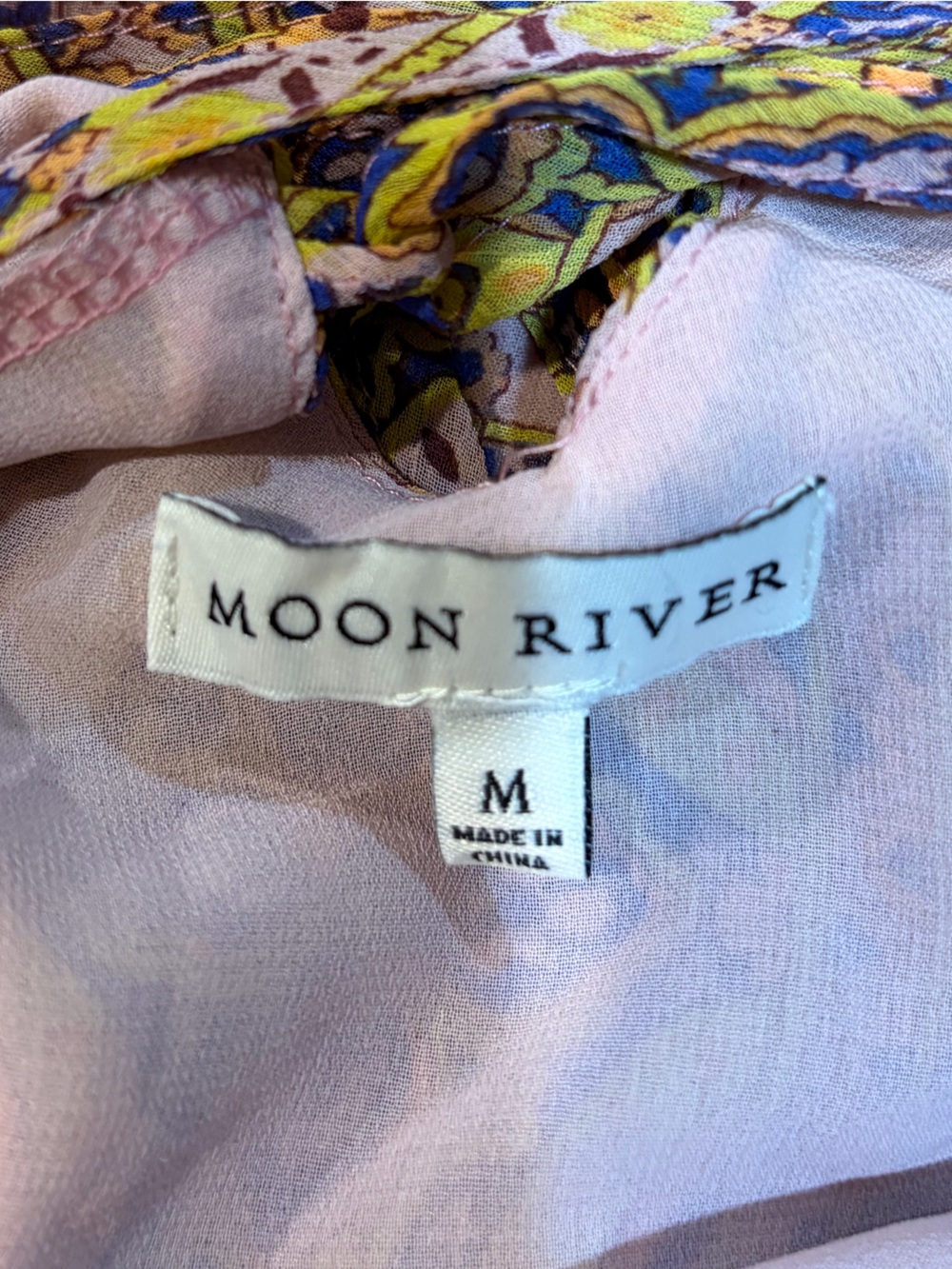 Moon River Yellow & Pink Mosaic-Print Spaghetti Strap Midi Dress - Picture 7 of 7
